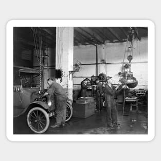 Auto Repair Shop, 1920. Vintage Photo Sticker